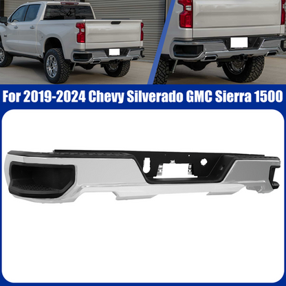 For 2019 2020-2024 Chevy Silverado GMC Sierra 1500 Rear Bumper Assembly Chrome