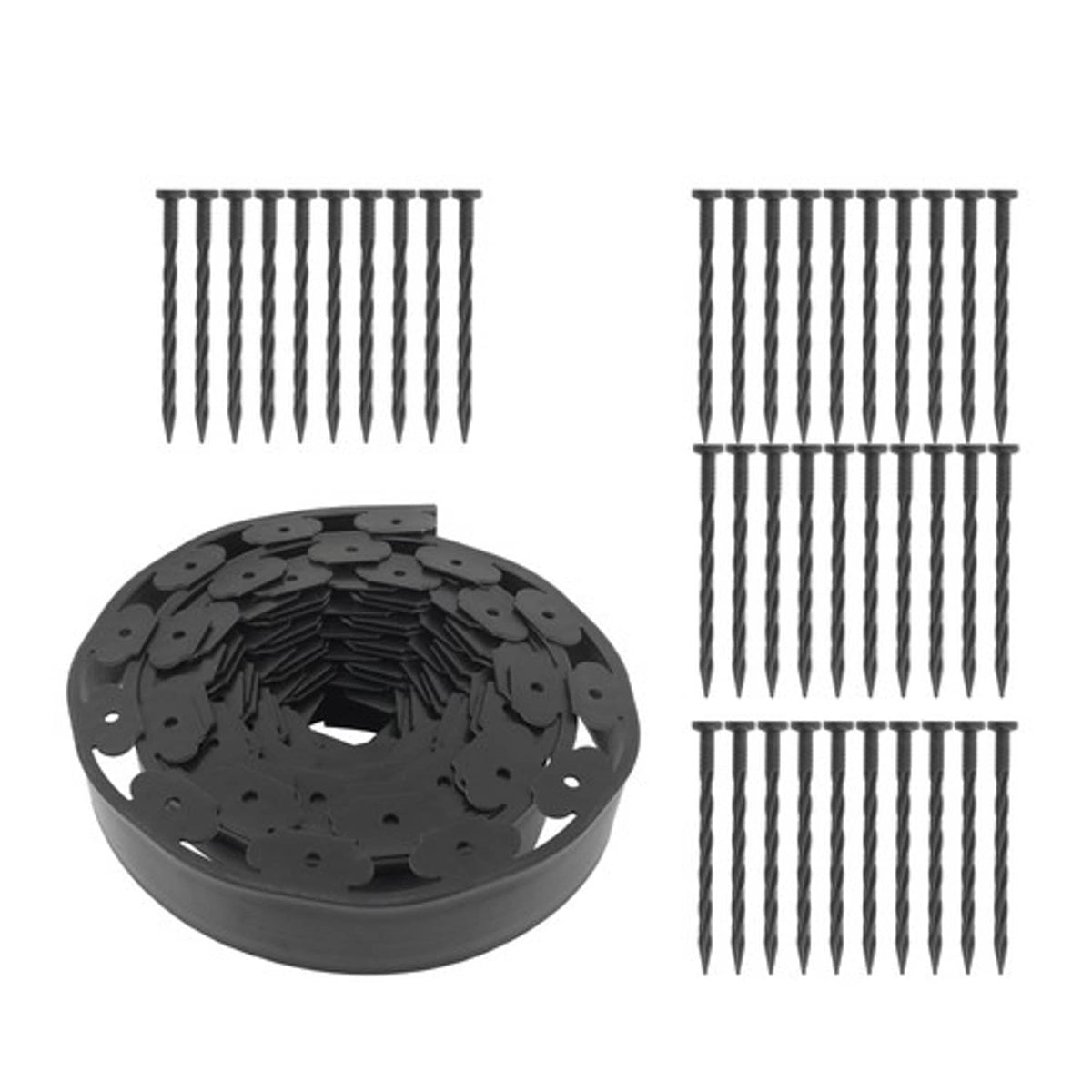 Solid Spare No Dig Lawn Border L-shaped Lawn Garden Edging Kit Plastic With Anchoring Spikes