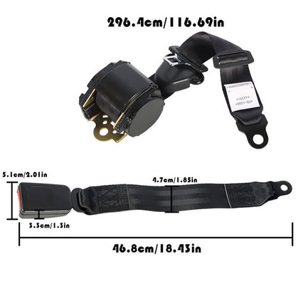 Solid Spare Seat Belt Retractable Black Shoulder 3 Point For Jeep CJ YJ Wrangler 1982-1995