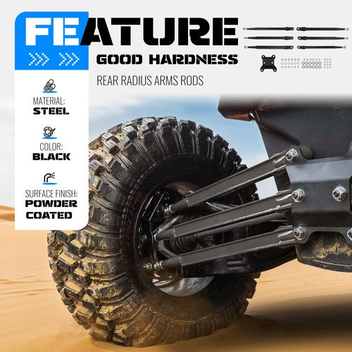 Solid Spare Steel Boxed Rear Radius Arms For Can-Am Maverick X3 2017+ 64" Body Powder Coated