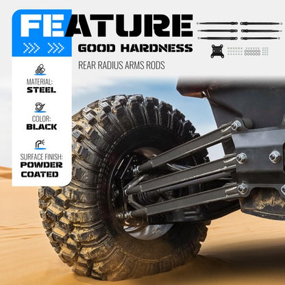 Solid Spare Steel Boxed Rear Radius Arms For Can-Am Maverick X3 2017+ 64" Body Powder Coated