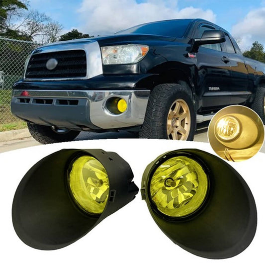 Solid Spare Fit 2007 2008 2009 2010-2013 Toyota Tundra Bumper Yellow Lens Fog Lights Pair