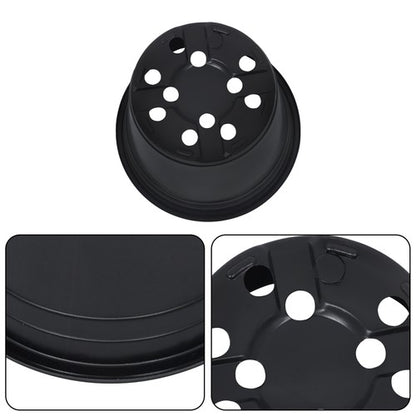 Solid Spare 100 Pcs 6' Plastic Flower Pots Seedling Cups Black W/Drainage Hole
