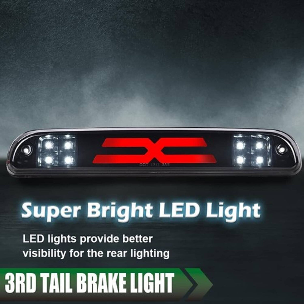 Solid Spare Fit For 1999-2016 Ford F250 F350 Super Duty LED 3rd Brake Light Cargo Lamp Black