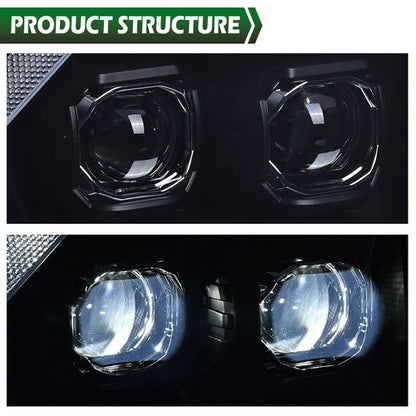 Solid Spare Fit For 07-2013 GMC Sierra 1500 2500HD LED DRL Tube Projector Smoked Headlights