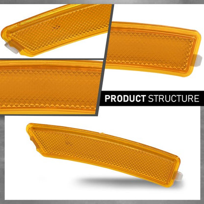 Solid Spare Fit For 2013-2016 Lincoln MKZ Front Bumper Reflector Side Marker Light Lamp Pair