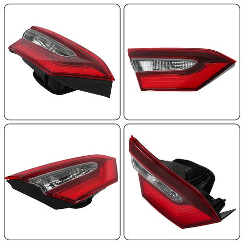 Solid Spare Driver/Left For Toyota Camry 2021-2023 Halogen Type Tail Light Clear & Red Inner