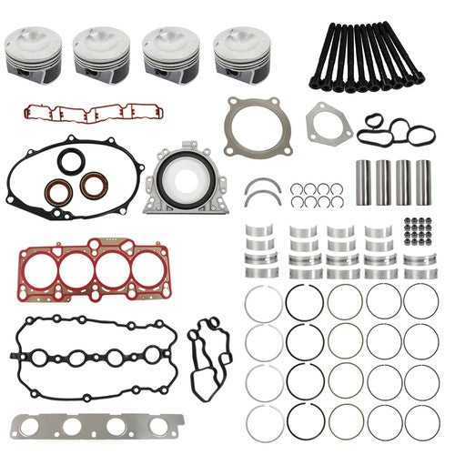 Solid Spare Engine Rebuild Overhaul Kit Pistons Seals Fit For Audi A3 A4 2004-2008 2.0L L4
