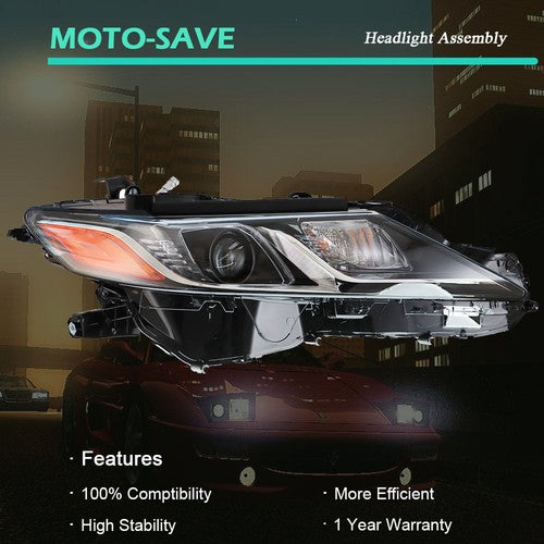 Solid Spare Black Housing Headlight Lamp Passenger RH Side For Toyota Camry L/Le/Se 2018-19