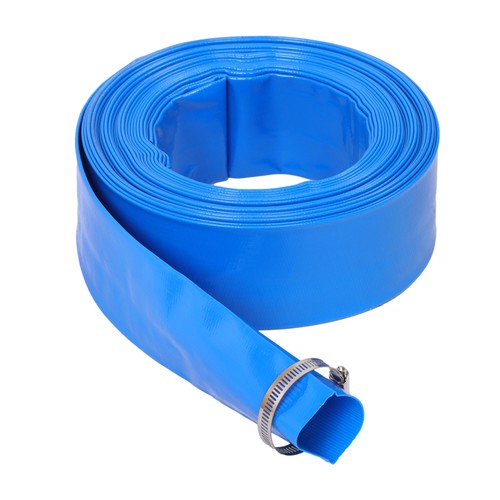 Solid Spare 2" x 50FT Irrigation Discharge PVC Hose with Two Hose Collets Blue