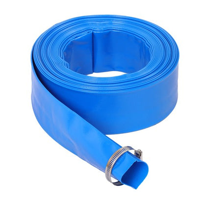 Solid Spare 2" x 50FT Irrigation Discharge PVC Hose with Two Hose Collets Blue
