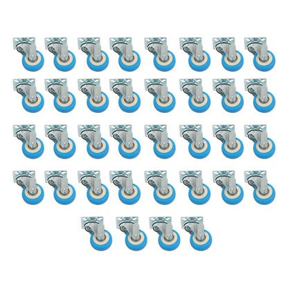 Solid Spare 36 Pack Caster Swivel Plate On Blue Polyurethane Wheels 2" Size Wheels No Brake