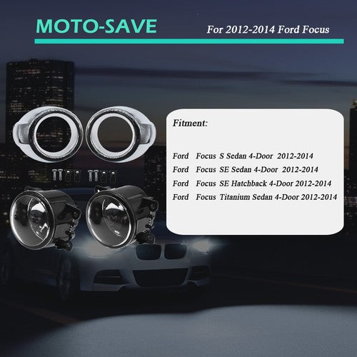 Solid Spare For Ford Focus 12-14 Bumper Lamp Fog Lights Driving Lights & Chrome Cover Bezel
