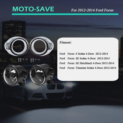 Solid Spare For Ford Focus 12-14 Bumper Lamp Fog Lights Driving Lights & Chrome Cover Bezel
