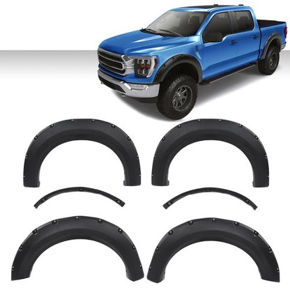 Solid Spare Wheel Fender Flares Fit For 2009-2014 Ford F150 F-150 Pocket Rivet Style Bolt on