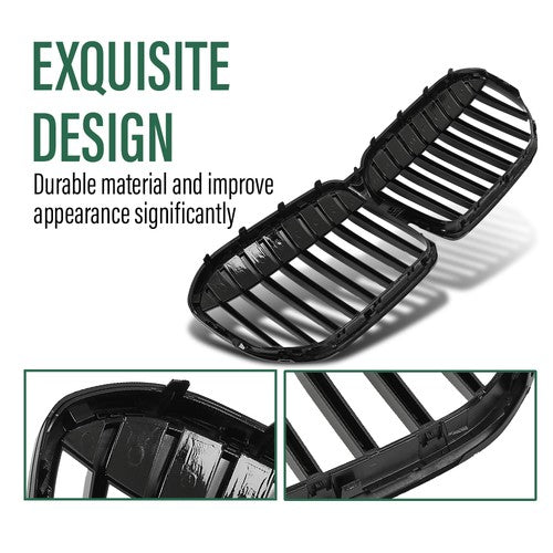 Solid Spare Front Kidney Grille Gloss Black Fit For 20-22 BMW G11 G12 LCI 7 Series Sedan 4DR