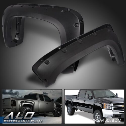 Solid Spare Fit For 07-13 Silverado 1500 2500hd Pocket Rivet Bolt-on Style Fender Flares 4PC