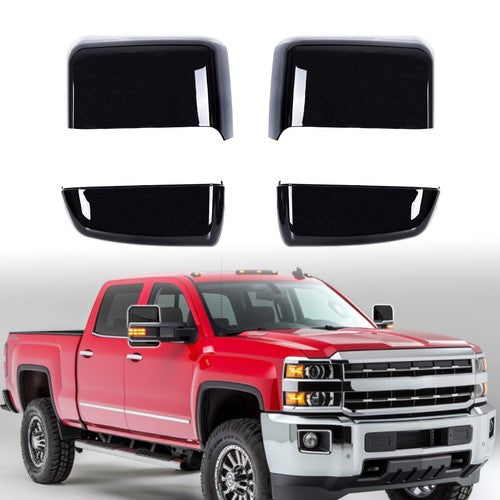 Solid Spare Fits For Chevy Silverado GMC Sierra 2014-2019 Gloss Black Tow Mirror Cap Cover