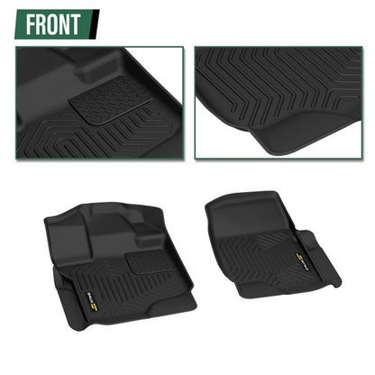 Solid Spare All Weather TPE 3D Floor Mats Liners Black Fit For 2015-2025 Ford F150 Super Cab