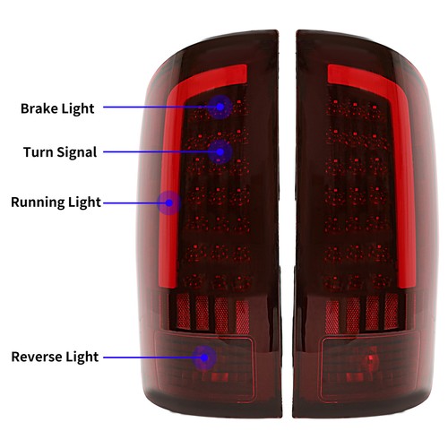 Solid Spare For 2002-2006 Dodge Ram 1500 2500 3500 LED Tail Lights Brake Lamps Left+Right