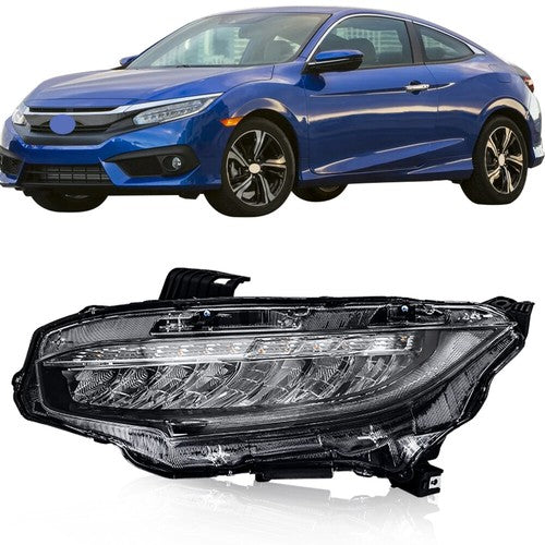 Solid Spare For Honda Civic 2016-2019 LED Headlight Headlamp Clear Housing Driver/Left Side