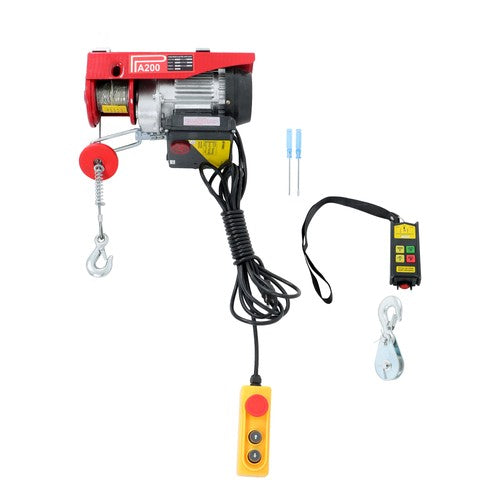 Solid Spare 440lbs Mini Electric Hoist 14ft Wired+328ft Wireless Remote Control 110V 510W