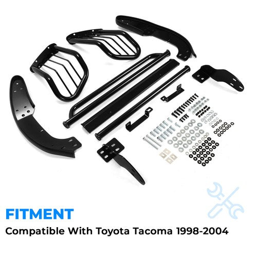 Solid Spare Black Grill Brush Guard & Light Protector For Toyota Tacoma 1998-2004