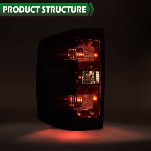 Solid Spare Fit For 14-19 Chevy Silverado Smoke Tail Lights Brake Lamps w/ Wiring Harness