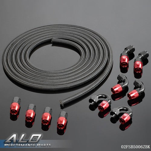 Solid Spare New 5M 6AN Black Nylon Braided Oil Fuel Hose Line & Adapter End Fittings