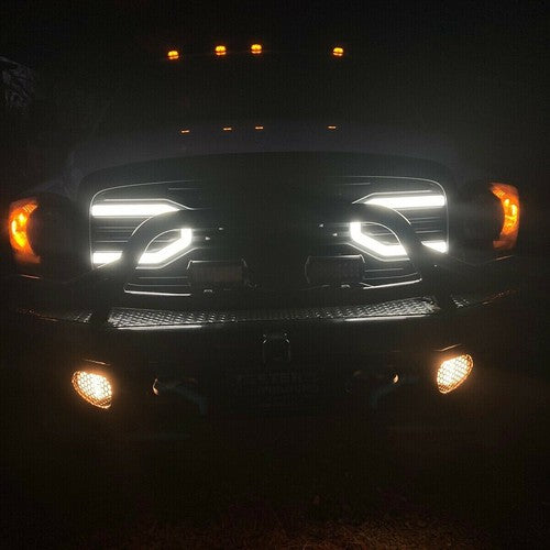Solid Spare For Dodge RAM 2500 3500 1500 06-09 Front Hood Black Big Horn Grille+Shell+Light