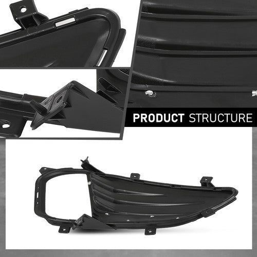 Solid Spare Fit For 2019-2024 Ford Edge Front Bumper Fog Light Bezel Lamp Trim Left+Right