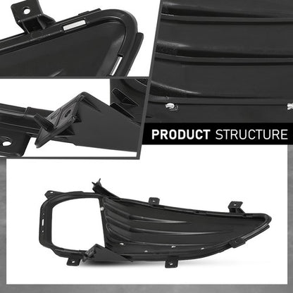 Solid Spare Fit For 2019-2024 Ford Edge Front Bumper Fog Light Bezel Lamp Trim Left+Right