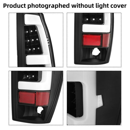 Solid Spare For 2002-06 Chevy Avalanche 1500 2500 LED Tube Bar Black Smoked Tail Lights Pair