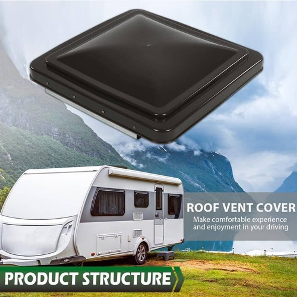 Solid Spare New 2pcs Smoke 14" x 14" Replacement Roof Vent Cover Camper RV Trailer Ventline