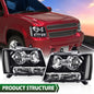 Solid Spare Fit For 07-14 Chevy Tahoe Suburban Avalanche Headlights Headlamps Clear/Black