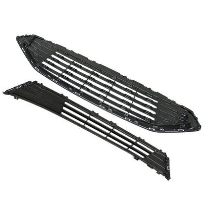 Solid Spare Front Bumper Upper Lower Grill Assembly Plastic Chrome For Ford Fusion 2017-2018