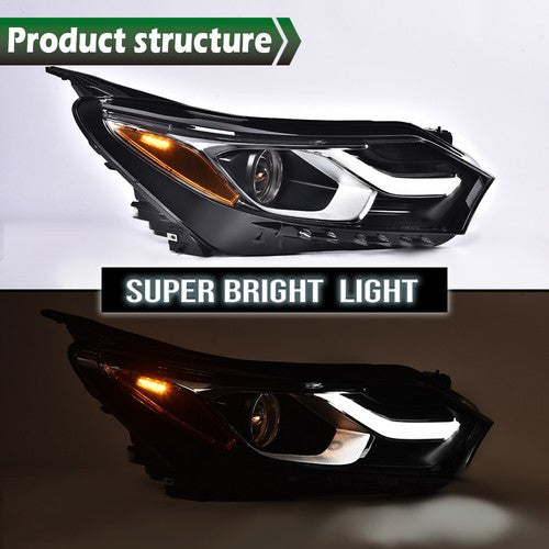 Solid Spare Passenger Right Headlight Headlamp Halogen w/LED DRL For 2018-2020 Chevy Equinox