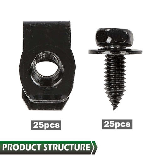 Solid Spare New 5/16-18 x 7/8" x 3/4" Washer 1/2" Hex Head Fender Bolts & U Nuts Body Kit