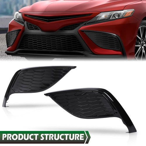 Solid Spare Fit For 21-24 Toyota Camry SE XSE Front Bumper Insert Fog Light Cover Left+Right