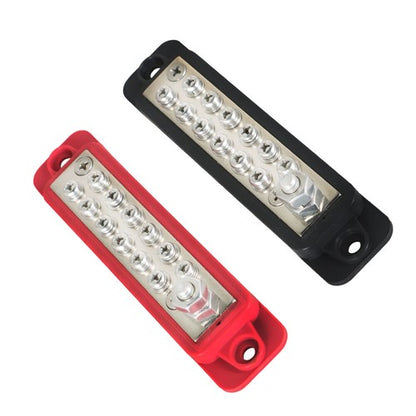 Solid Spare 12 Point Bus Bar Power Distribution Block 180A 12V DC Pair Black & Red USA