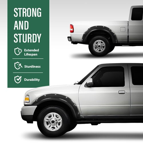 Solid Spare 4pcs Pocket Rivet Bolt On Fender Flares Smooth Black Fit For 93-11 Ford Ranger