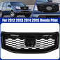 Gloss Black Front Bumper Upper Honeycomb Style Grille Fit 2012-2015 Honda Pilot