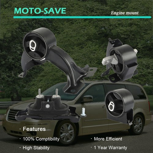 Solid Spare For Chrysler Town & Country Ram C/V 2011-2016 3.6L 4Pcs Engine Motor Trans Mount