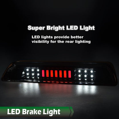 Solid Spare Fit For 2007-2018 Toyota Tundra Clear/Black LED 3rd Third Brake Light Cargo Lamp