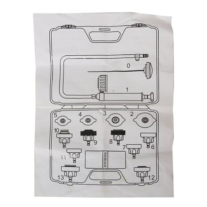 Solid Spare Head Gasket Leak Detector 14Pcs Coolant Radiator Pressure Tester Cooling System