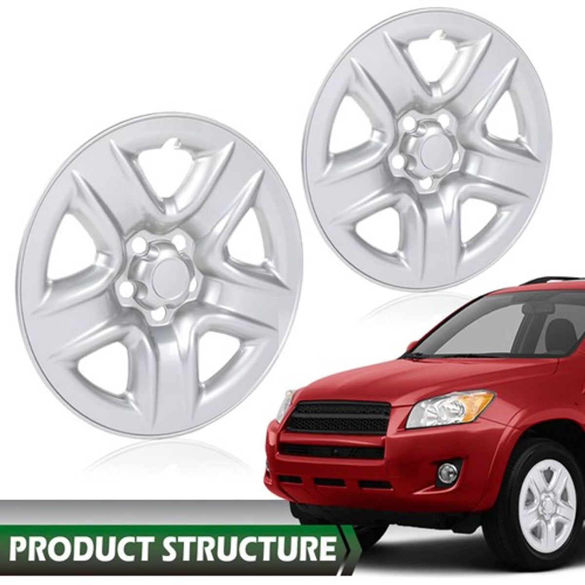 Solid Spare Fit For 06-12 Toyota RAV4 5-Spoke 17 Inch Wheel Skin Hub Caps Covers