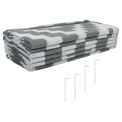Solid Spare Gray & White 9x12FT Waterproof Plastic Straw Rug For Camping Outdoor Carpet