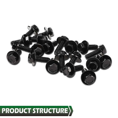 Solid Spare Fit For Honda Body Bolts- M6-1.0 x 20mm Long- 10mm Hex- 17mm Washer- 20pcs