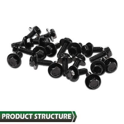Solid Spare Fit For Honda Body Bolts- M6-1.0 x 20mm Long- 10mm Hex- 17mm Washer- 20pcs