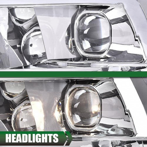 Solid Spare Fit For 2009-2018 Dodge Ram 1500 2500 3500 LED DRL Projector Headlights Chrome
